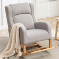 HCHAIRH Rocking Chair Nursery, Nursing Rocking Chairs for Mom Nursery, Comfy Wingback Glider Rocking Armchair with Foot Rest and Side Pocket for Nursery Living Room Bedroom, Teddy Grey