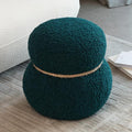 14.56" Snowman Shape Ottoman, Small Foot Stool, Cute Teddy Pouf Footrest, Foot Rest for Couch Sofa, Modern Soft Round Boucle Ottoman Under Desk for Living Room,Apartment,Small Space (Green)