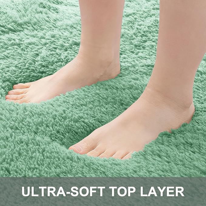 OLANLY 6x9 Machine Washable Large Area Rugs for Living Room, Bedroom, Soft Fluffy Shaggy Bedside Rug, Indoor Floor Carpet for Kids Girls and Boys, Dorms, Nursery, Home Decor Aesthetic, Mint Green