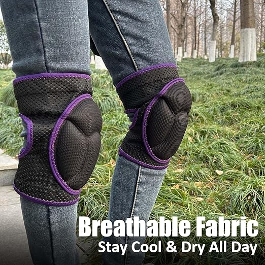 Knee Pads for Cleaning Floors for Women, Mens Knee Pads for Mechanic & Repair Work, Anti-Slip & Safety Knee Cushion for Kneeling on Hard Floor, Fit for Gardeners, Carpenters for Christmas, Purple Large