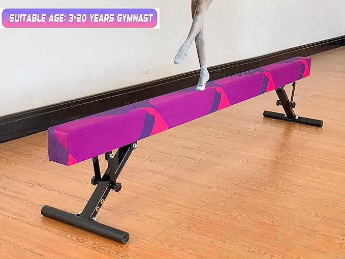 MARFULA Adjustable Balance Beam 8 ft Gymnastic Beam Adjustable Height for Kids and Teenage of All Gymnastic Levels, Gymnastic Training Beam Gymnastic Equipment for Athlete Home and Gym Club Use