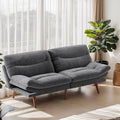 Marsail Futon Sofa Bed, 66.1” Futon Couch with Adjustable Backrest & Armrests, Convertible Small Sleeper Sofa Bed for Small Apartments, Study Room, Office, Corduroy Loveseat, Grey
