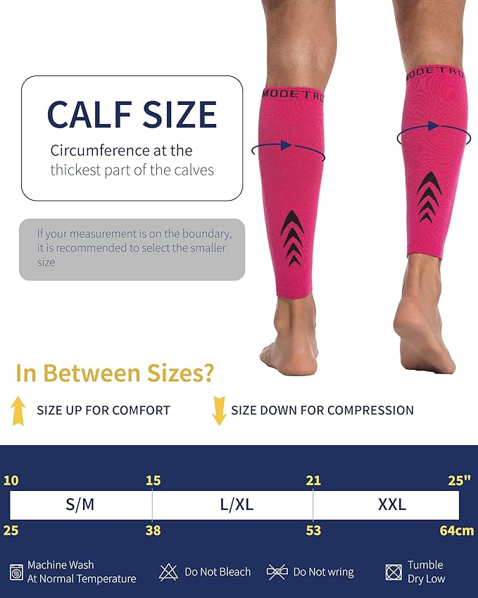 Modetro Sports Calf Compression Sleeves - Leg Sleeves for Men and Women - Shin Splint Relief Support Brace Running Flights