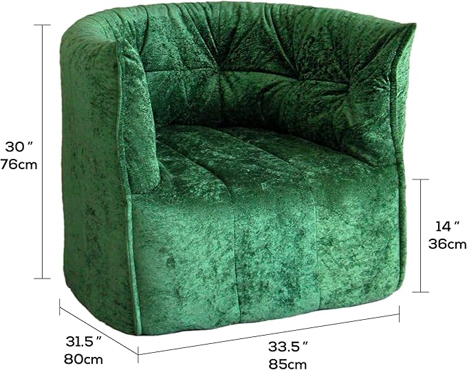 N&V Mid Century Brigantin Deep Relaxation Sofa, Soft Premium Chenille, for Living Room Bedroom and Office (Green, Single)