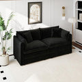 Aoowow Modular Sectional Sofa Modern Convertible Loveseat Couch,77.16 Inch Deep 2-Seater Sofas Comfy Chenille Cloud Sofas and Couches with Pillows for Living Room Apartment（Black）