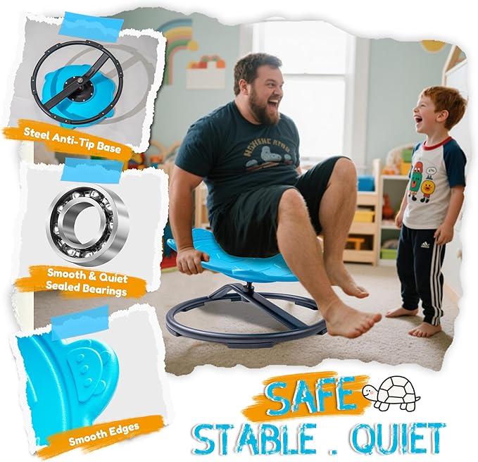 Oranmew Turtle Spinning Chair for Autistic Kids – Sensory Spinning Toy, Spin Chair for Kids Autism, Sensory Swivel Seat for Balance, Coordination, Focus & ADHD Support, Autism Sensory Products (Blue)