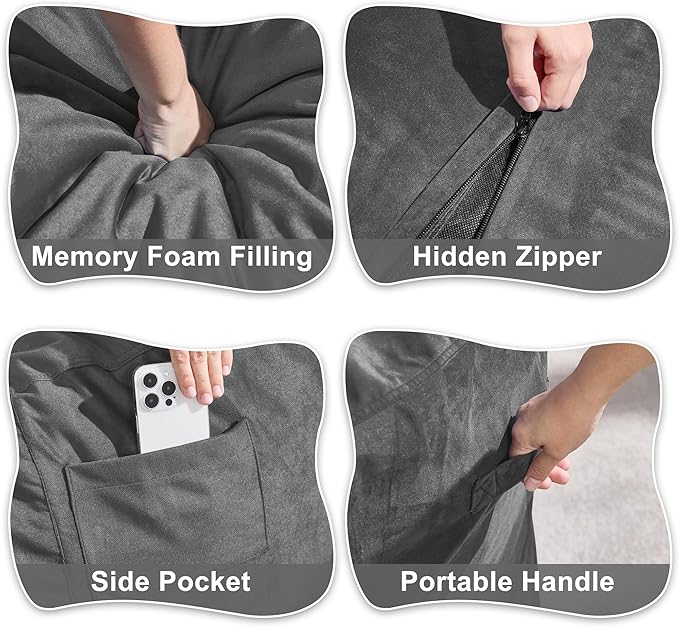 Hobestluk Bean Bag Chair 6Ft Giant Bean Bag Chairs for Adults Large Bean Chairs with Removable Cover,Big BeanBag Chairs for Living Room, Bedroom