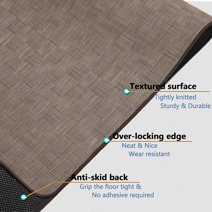 Chair Mat for Hardwood Floor, 50x63 Desk Computer Chair Mat for Hard Wood & Tile Floor, Large Anti-Slip Hard Floor Protector Rolling Chair for Office Home， Brown Square