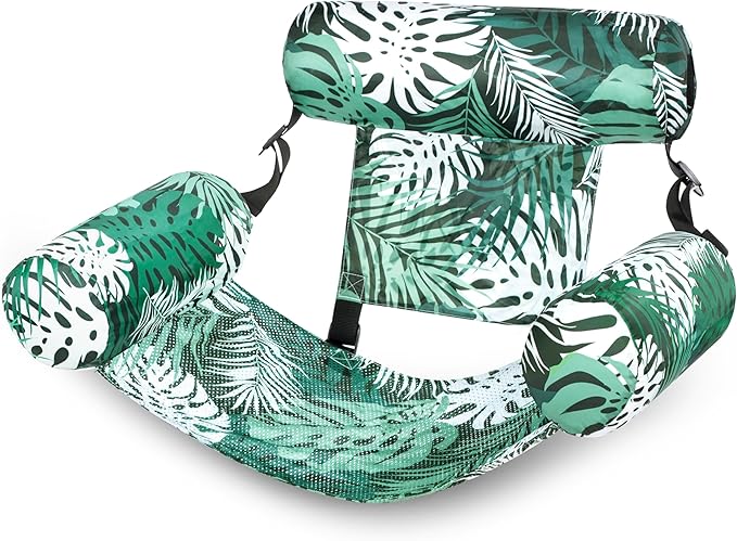 SLOOSH Pool Floats Chairs Adult,Inflatable Pool Lounge,Plant Pattern Floating Mat Hammock,Blow up Water Chairs Noodles rafts for Party Summer Water Beach Fun