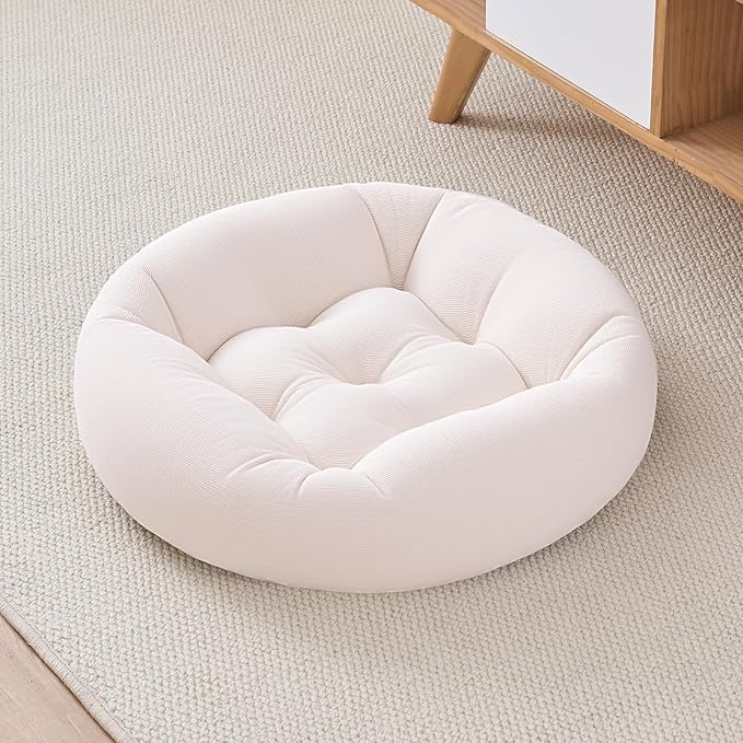 Floor Pillows for Adults, Meditation Cushions, 22x22x6 Inch Large Round Sitting Cushion Living Room Memory Foam Pillow for Sitting (1, Beige, 22x22x6 Inch)
