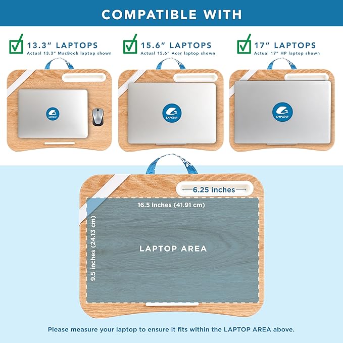 LAPGEAR Designer Lap Desk 2-Pack with Storage Basket, Phone Slot & Device Ledge – Floral Block Print – Fits Laptops up to 15.6" – Style No. 70414