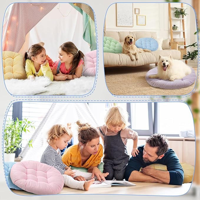 Jerify Floor Pillow Cushions 22 x 22 Inch Round Square Large Meditation Floor Pillow for Classroom Adult Meditation Picnic Party Cushion for Seating Gift Christmas(Round, 6 Pcs)