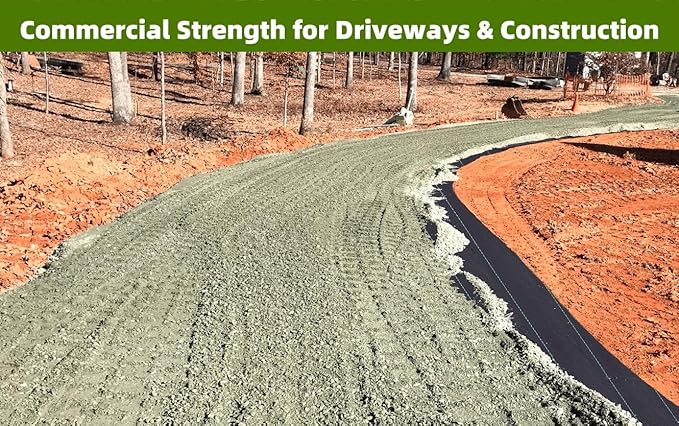 EXTRAEASY Driveway & Landscape Fabric 13ftx60ft Black Plastic, Heavy Duty Geotextile Ground Cover Under Gravel for Driveway Underlayment, Weed Control Garden Barrier Cloth