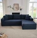 Vanress Cloud Couch Sectional, Corduroy Boneless Couch with L-Shape Chaise, Modern Modular Sectional Sofa Comfy Deep Seat for Living Room, Bedroom, No Assembly (Blue, Right Facing Chaise)