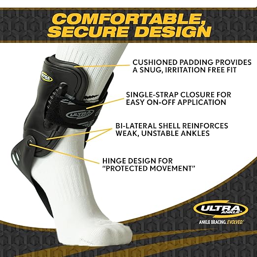 Ultra High-5 Ankle Support Brace – Everyday Stability Gear for Chronic Ankle Instability – Rigid Bilateral Shell, Boot-Ready Fit for Workers, Hikers, & Comfortable Support for Active Aging Adults - Medium
