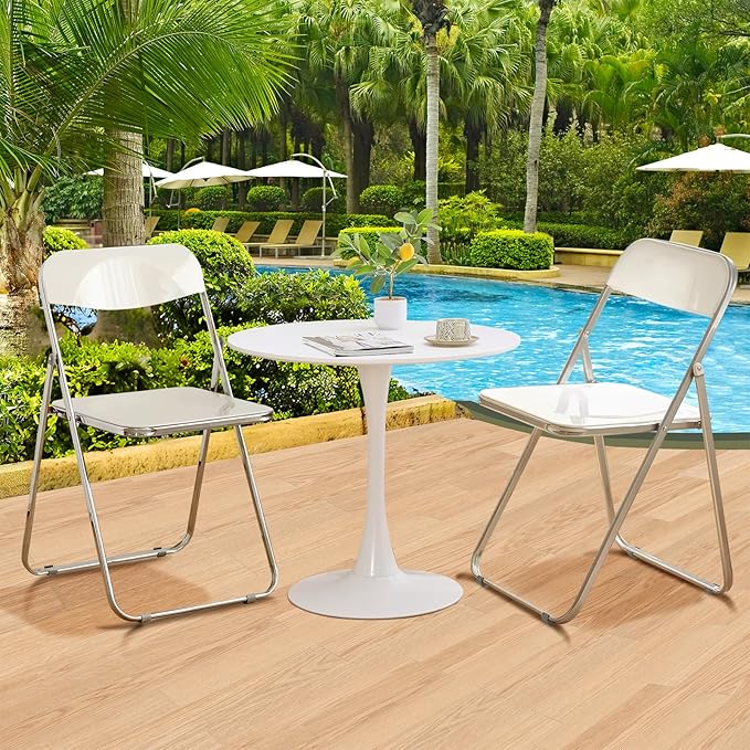 10 Pack White Plastic Folding Chairs - Bulk Value Stackable for Wedding Banquet, Event Rental, Large Venue (250lb Capacity)