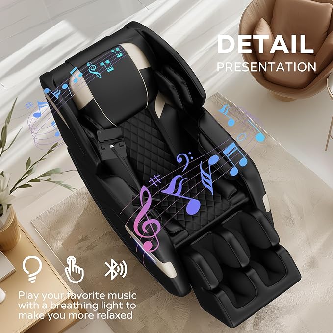 2026 Massage Chair for Full Body 4D Zero Gravity, with Heat Therapy, SL-Track Shiatsu Foot Rollers, Yoga Stretch, Heating Function, for Home Office Use,Black (Model 2)