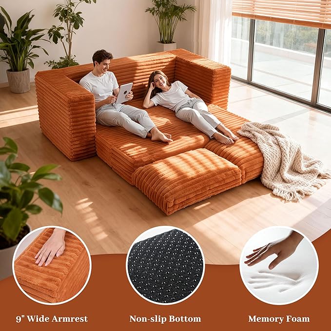 HABUTWAY Convertible Folding Sofa Bed Couch,3 in 1 Pull Out Couch Bed,Loveseat Sleeper Sofa Bed,Boneless Couches with Pillows for Living Room Bedroom, Brown