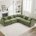 113'' V Shaped Cloud Sectional Sofa, Oversized Deep Seat Couches for Living Room, Chenille Comfy Upholstered Modular Sectional Sofa Couch, Green