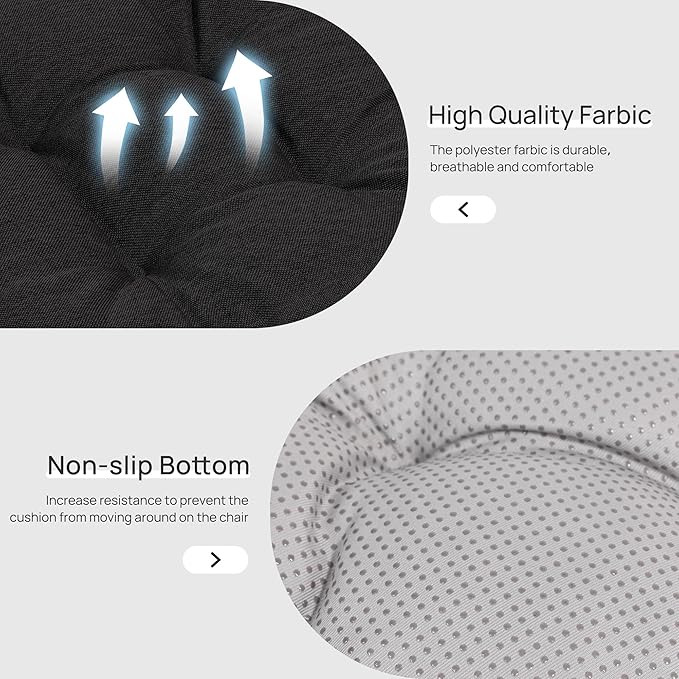 Love's cabin Memory Foam Chair Cushions Set of 4, Outdoor/Indoor Chair Pads for Dining Chairs 4 Pack, Seat Cushions for Kitchen, Dining Room, Office, Patio Chairs, 19"x19"x3.5" Black