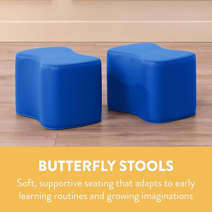 Back2School Express Butterfly Stools, Flexible Seating, Blue, 2-Pack