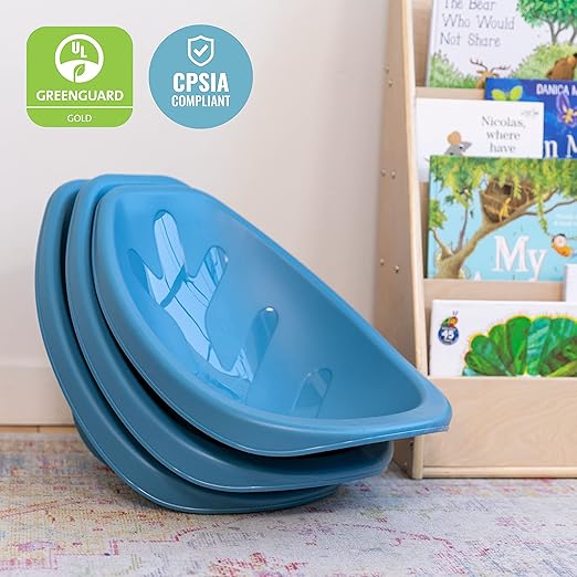 ECR4Kids Leaf Floor Seat, Rocker Chair, Peacock Blue, 6-Piece