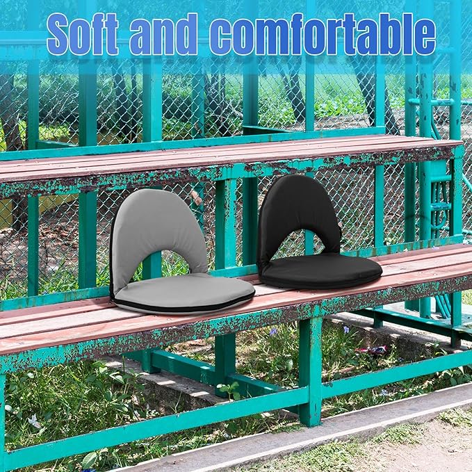 Maitys Stadium Seats for Bleachers with Back Support and Cushion Pad Folding Bleacher Seat with Backrest Wide Padded Elementary School Classroom Floor Chairs, 5 Reclining Positions