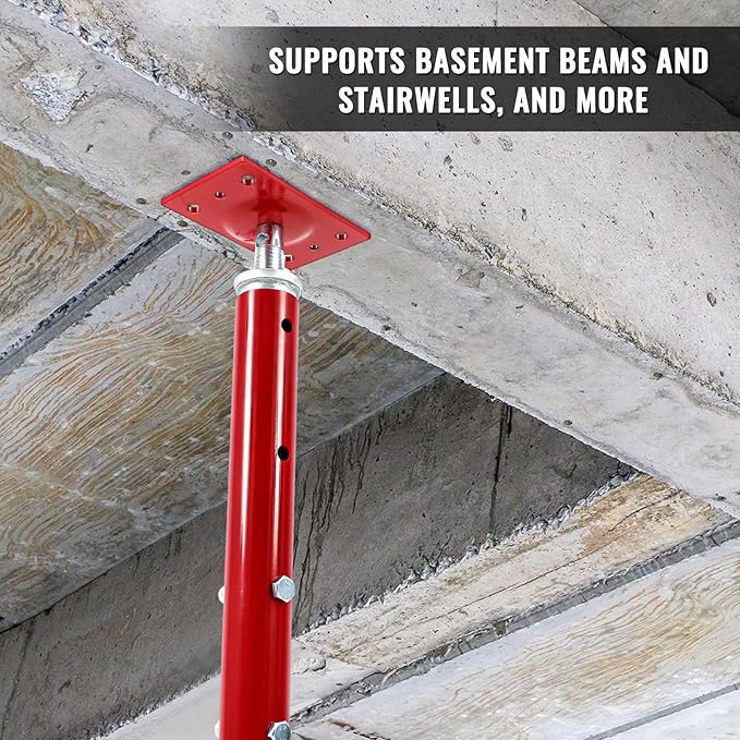 Yaocom 2 Pcs Adjustable Jack Post, 19"-36" Height Range, Basement Floor House Screw Jacks for Lifting Joist Beam Brace for Cellar Ceiling, Center Point Load Capacity 11023 Lbs, Red