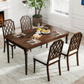 chairus Farmhouse Dining Chairs Set of 4, French Country Vintage Wooden Dining Room Chairs with Lattice Back & Turned Legs, Rustic Chenille Upholstered Nailhead Trim Side Kitchen Chairs, Walnut Brown
