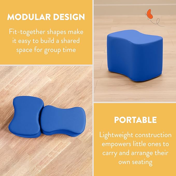 Back2School Express Butterfly Stools, Flexible Seating, Blue, 2-Pack