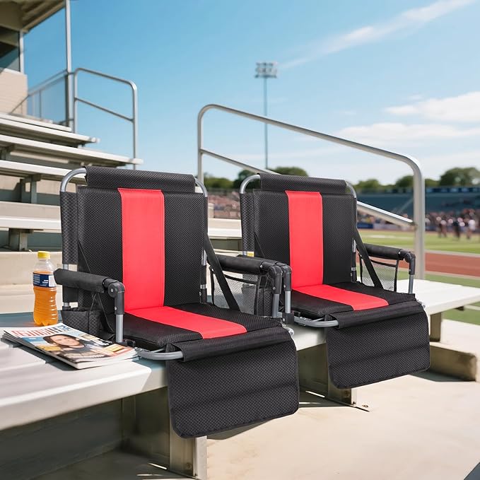 ALPHA CAMP Stadium Seat Chair for Bleachers with Back & Arm Rest