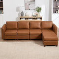 Atrtivoent 111.8" Modular Sectional Sofa,Modern L Shaped PU Leather Sofa with Storage,5 Seat Deep Seat Sectional Couch for Living Room,Brown