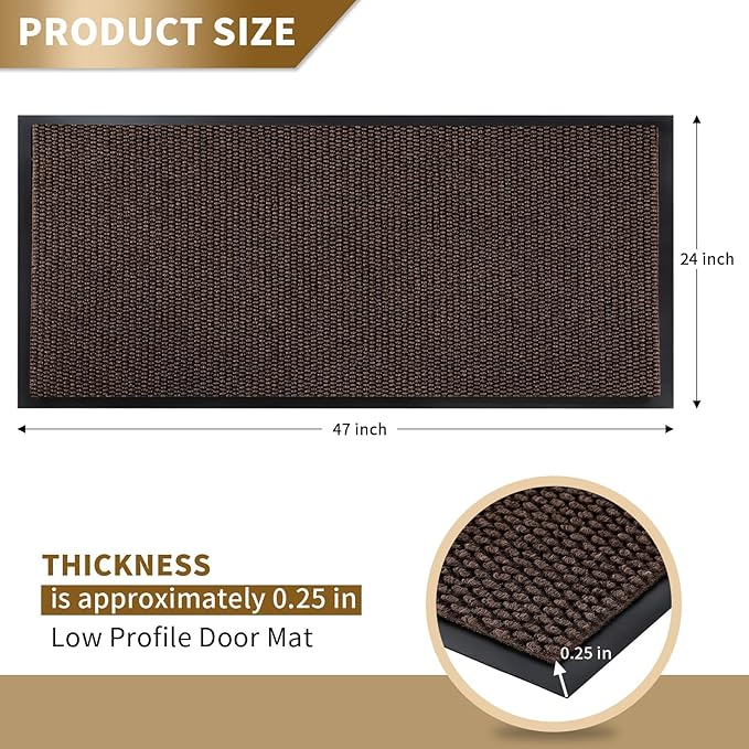 Yimobra Doormat Outdoor Indoor Entrance 47 x 24, All-Season All-Weather Front Door Mat, 100% Waterproof Welcome Matt for Floor Garage Outside Entry, Stain and Fade Resistant