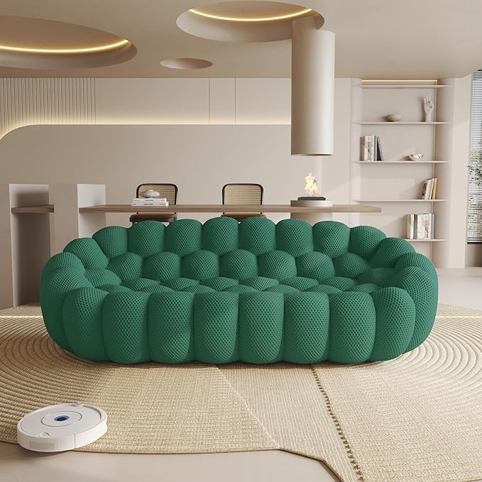 WJShome Bubble Sofa Couch,98'' Modern Curved Sofas for Living Room, 3 Seater Lazy Floor Sofa, Large Bean Bag Chair,Deep Seat Floor Sofas Chair Lounge for Office, Apartment(Green)