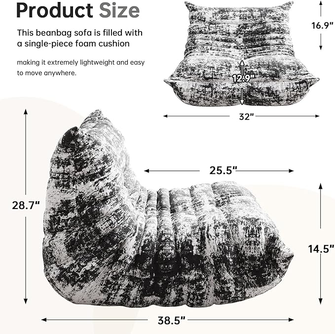 Selyteramy Oversized Bean Bag Chairs for Adults, Giant Beanbag Chair with Memory Foam, Comfy Lounge Chair Lazy Sofa for Apartment, Living Room, Bedroom, Office(Knit Fabric)
