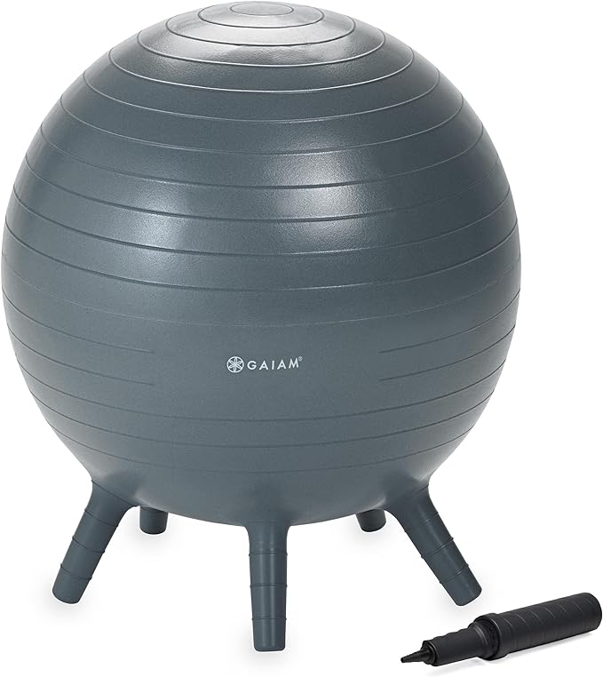 Gaiam Kids Stay-N-Play Children's Balance Ball - Flexible School Chair Active Classroom Desk Alternative Seating Built-In Stay-Put Soft Stability Legs, Includes Air Pump