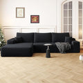 AUGOP 108" Sectional Couches for Living Room Modern Modular Sofa with L-Shape Couchs Upholstered Boneless Couch Deep Seat Sectional Couch with Chaise (Black, Left Facing Chaise+2Seaters)