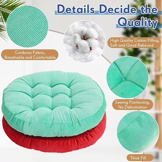 Jerify Floor Pillow Cushions 22 x 22 Inch Round Square Large Meditation Floor Pillow for Classroom Adult Meditation Picnic Party Cushion for Seating Gift Christmas(Round,Colorful,4 Pcs)