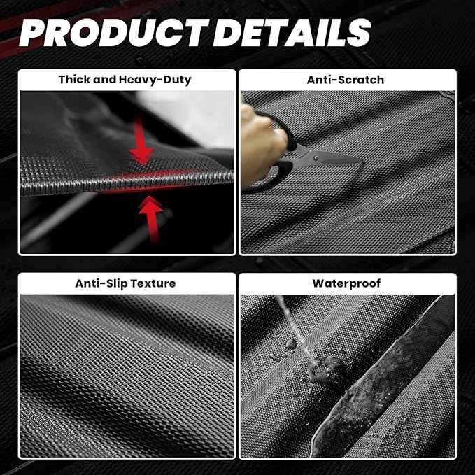 LASFIT Truck Bed Mat for 2009-2016 Ford F250 F350 F450 6.75ft Super Duty 81.9'' Bed Liner(Not fit with Drop-in Bed Liner), TPE 100% All Weather Car Bed Mat for F-250 F-350 F-450,1PCS Black