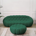 JACH Bubble Sofa with Ottoman, Curved Couch, Comfy Upholstered Sofa, Mesh Fabric 3D Honeycomb Shape Modern Couch for Living Room, Office, Apartment, Small Space (Green)
