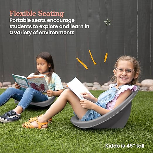 ECR4Kids Leaf Floor Seat, Rocker Chair, Grey, 6-Piece