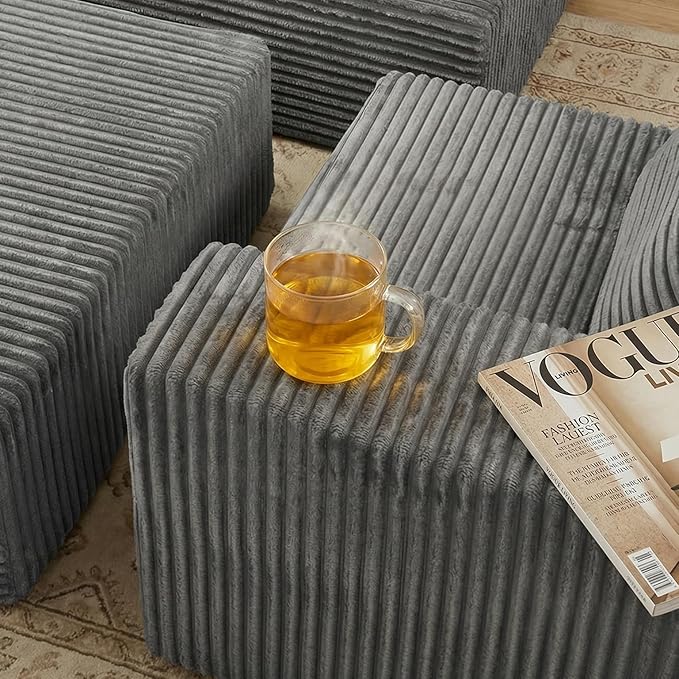 Sytopia 109" L-Shaped Cloud Couch, Boneless Modular Sectional Sofa with Deep Seat for Living Room Bedroom, Modern Floor Couch Corduroy, Comfy Sleeper Futon Sofa Bed 40D Foam Furniture, Left Facing