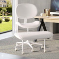 Cross Legged Office Chair with Wheels for ADHD, Ergonomic 360° Swivel Height-Adjustable Meditation Chair for Yoga, Wide Kneeling Chair with Strong Lumbar Support, PU Leather, Off White