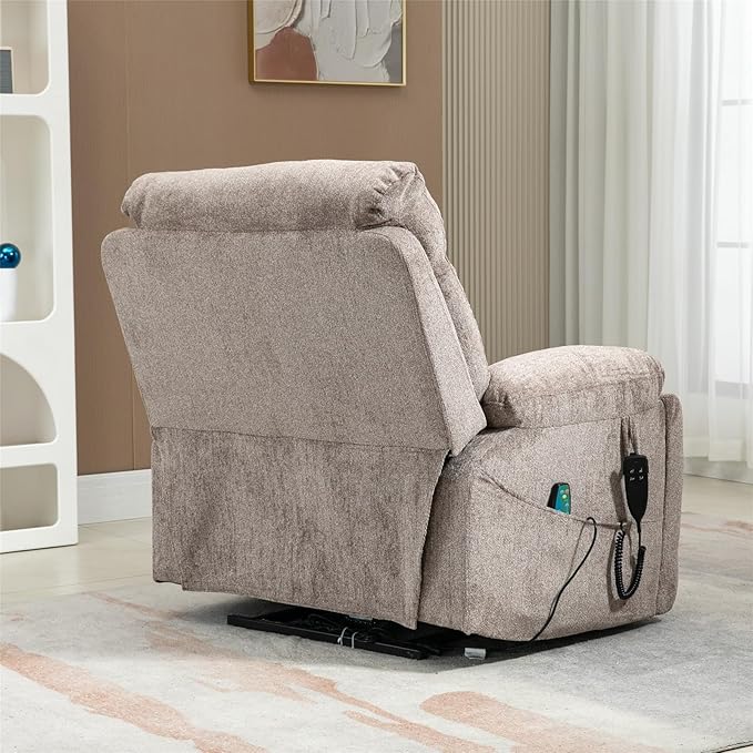 Oversized Wide Recliner Chair for Big Man 400lb, Power Lift Chair with Heat and Massage, Lumbar Vibration for Elderly, Dual Motor Hidden Cup Holder Lay Flat Recliner for Seniors Sleeping