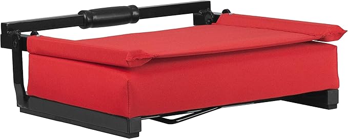 Flash Furniture Grandstand Portable Stadium Seats for Bleachers or Benches, Folding Padded Stadium Chairs with Handle, Pack of 2, 500 lb. Weight Capacity, Red