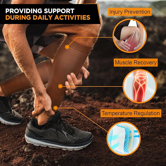 Doc Miller Compression Calf Sleeve for Men & Women – 20-30mmHg Graduated Support for Running, Shin Splints, Calf Strain – Knee High, Small to 6XL Plus Size