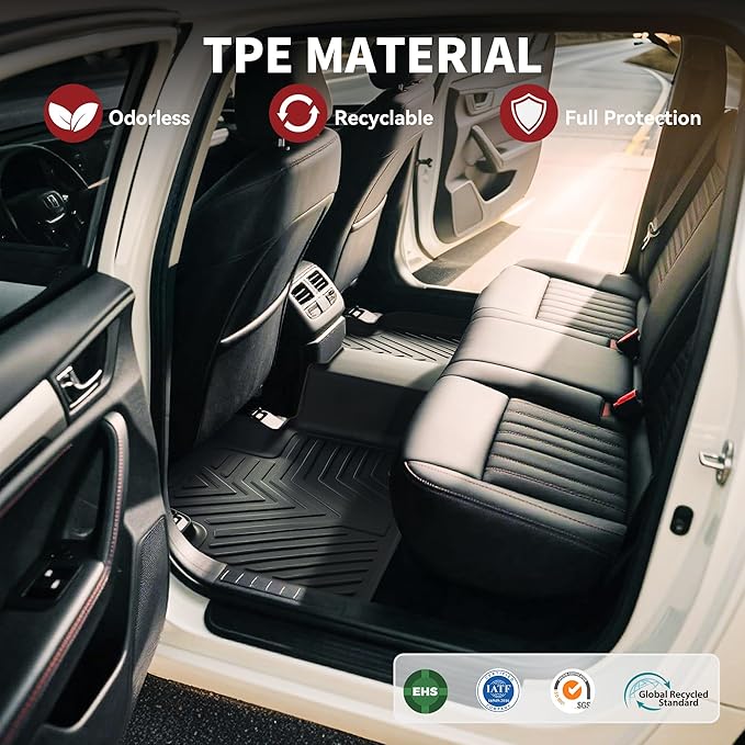 YITAMOTOR Floor Mats Compatible with 2021 2022 2023 2024 2025 Ford Bronco Sport 4-Door, All Weather Protection Custom Fit Black 2 Row Floor Mats Liner Set