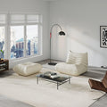 Comfy Lazy Floor Sofa Couch,Soft Armless Chair,Faux Leather Lounge Chair,Corner Relax Sofa Couch for Living Room Bedroom,Salon Office,Adults(Cream White)