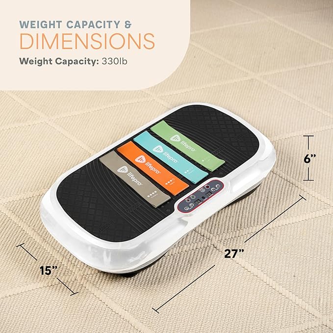 Lifepro Waver Vibration Plate Exercise Machine for Lymphatic Drainage, Muscle Activation, Full-Body Workout Vibrating Platform with Loop Bands, Fitness Equipment for Strength Toning & Fat Loss