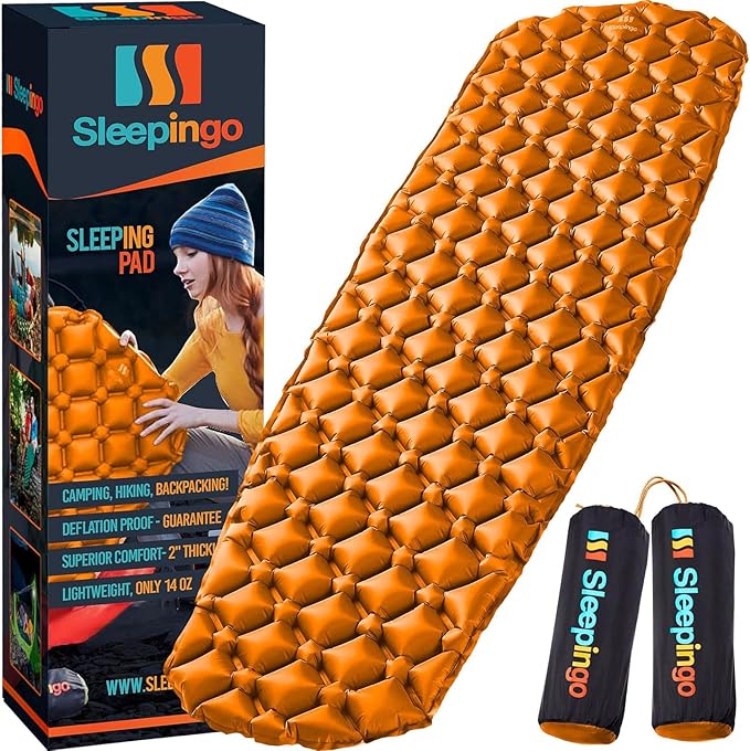 Sleepingo Ultralight Sleeping Mat - Inflatable & Compact Camping Air Mattress for Backpacking, Hiking- New
